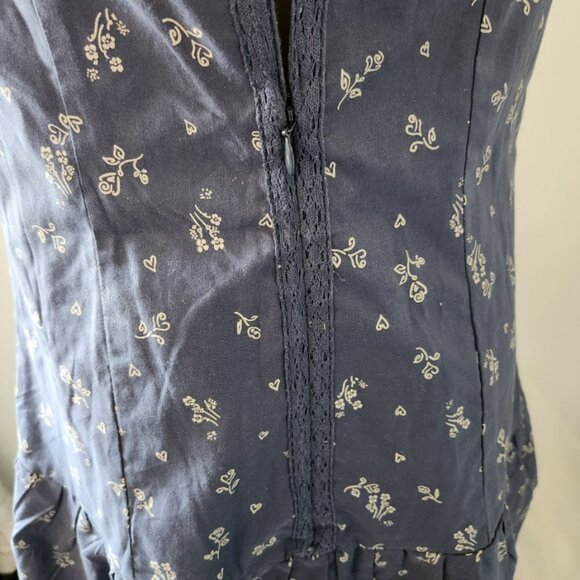 NWT size SMALL Free People BEASLEY Mini dress cotton navy floral collared blue - Picture 9 of 16